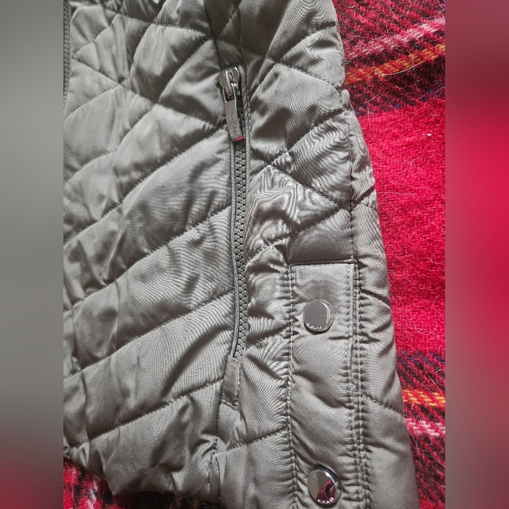 Olsen Olive Quilted Zip Front Puffer Vest - Picture 2 of 9